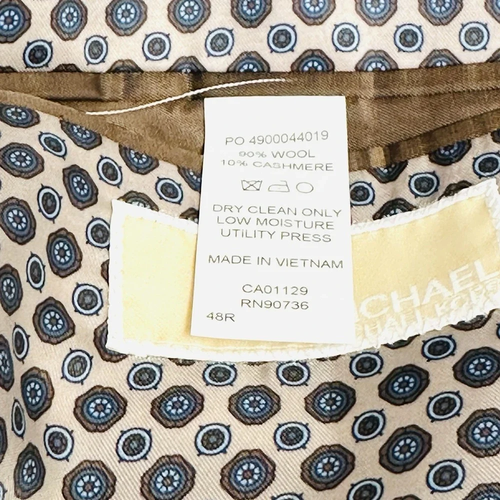 Michael Kors Mens Sz 48R Sport Coat Blazer Jacket Blend Wool Cashmere Tan Green